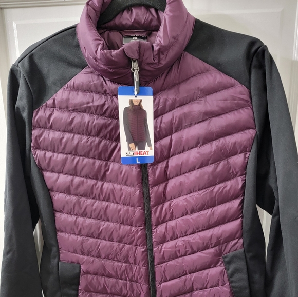 32 Degrees Women's Plum and Charcoal Puffer Jacket - Picture 1 of 2